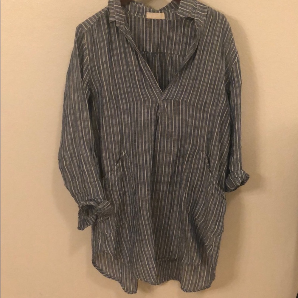 CP SHADES LINEN POP OVER DRESS